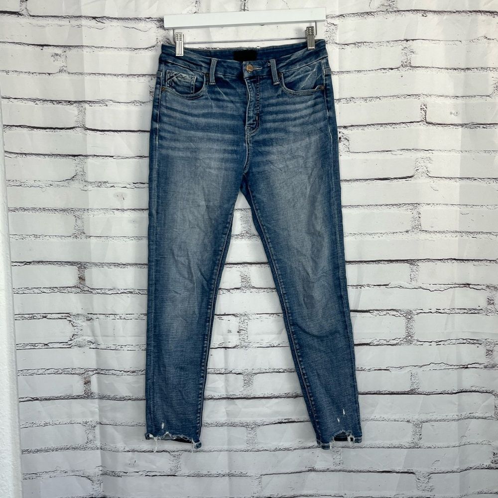 Y2K Buckle Black Ankle Skinny Jeans Women’s 27x27 Fit No. 83 Medium Wash Denim